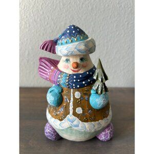 G. DeBrekht Hand Painted Christmas Snowman Figurine Happy Snowman Russia Limited